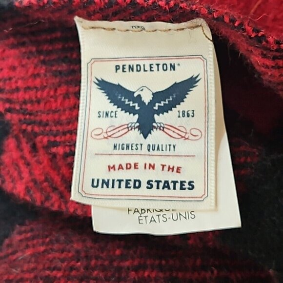 Pendleton Mosier Motor Robe Blanket Fringed Red Buffalo Plaid Wool Leather Strap - Picture 7 of 13
